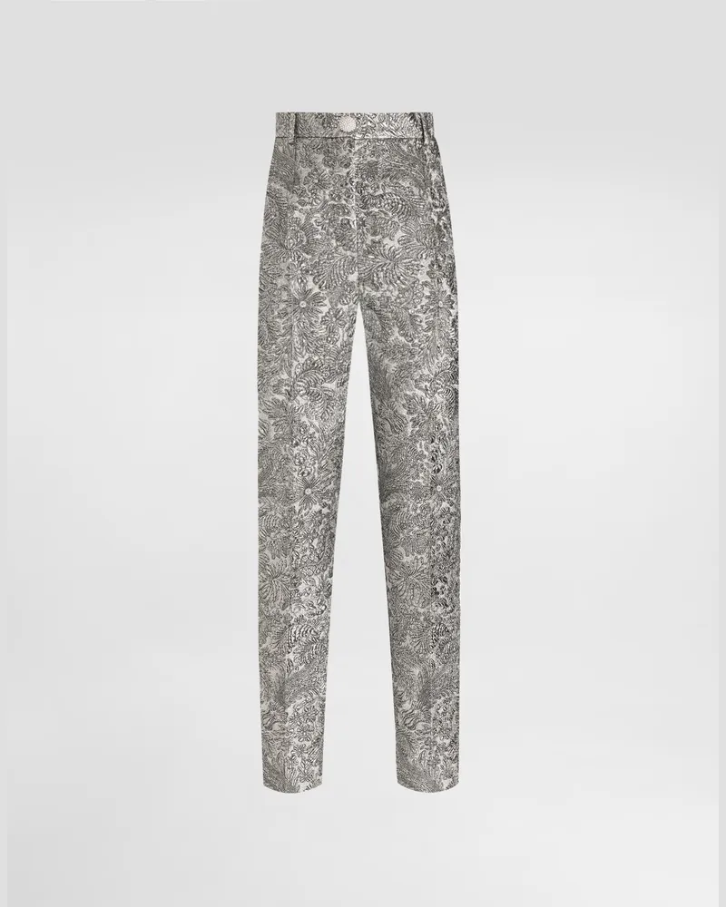 Dolce & Gabbana Floral Jacquard Trousers - Frau Collection Silber Silver