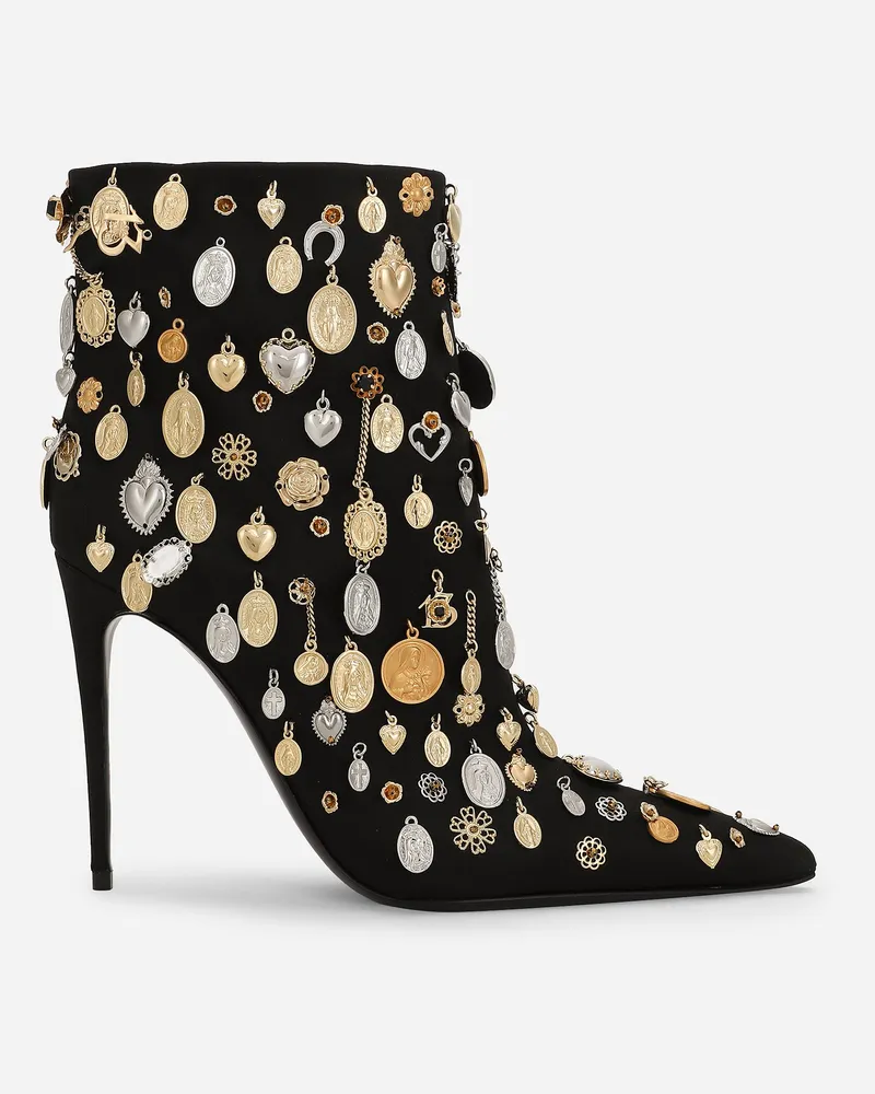 Dolce & Gabbana Stiefelette Aus Satin Mit Stickereien - Frau Stiefel Und Siefeletten Mehrfarbig Mehrfarbig