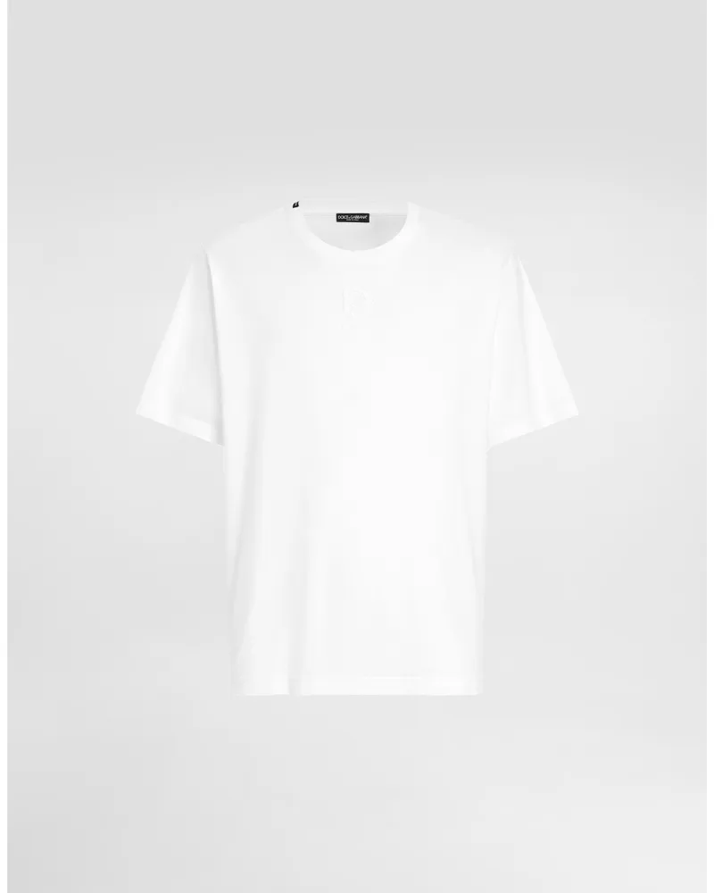 Dolce & Gabbana T-shirt Aus Baumwolle Mit Logostickerei - Mann T-shirts Und Polos Wei Weiss