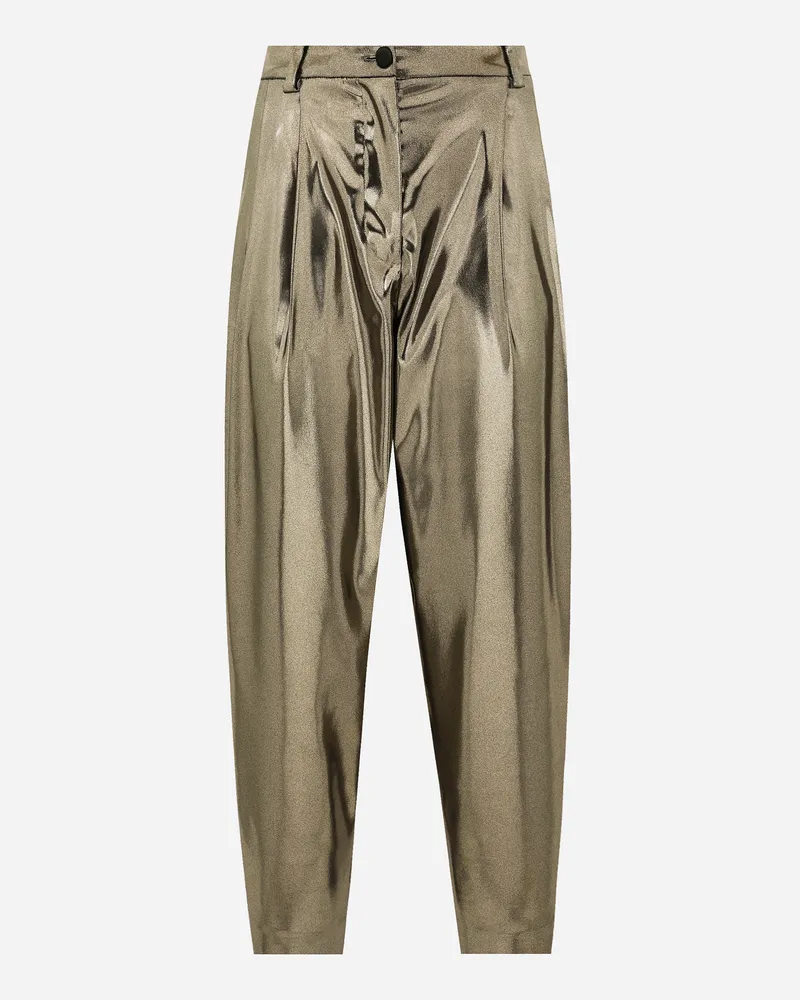 Dolce & Gabbana Hose Aus Elastischem Metallic-satin - Frau Hosen Und Shorts Gold Stoff Gold