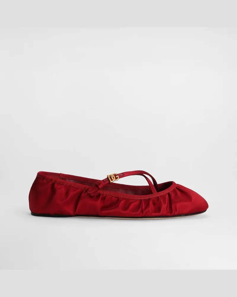 Dolce & Gabbana Ballerina Aus Satin - Frau Flat Rot Rot