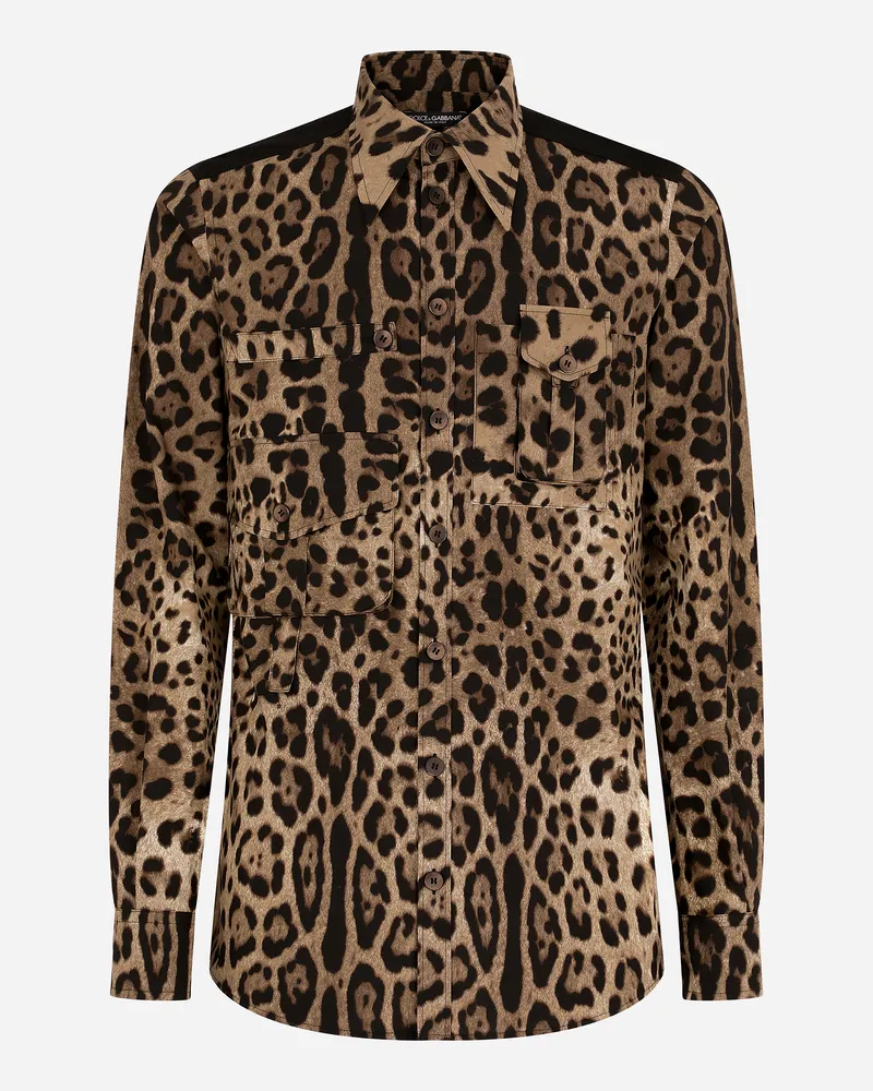 Dolce & Gabbana Multitaschen-hemd Baumwolle Leoprint - Mann Hemden Animalprint Animal-print