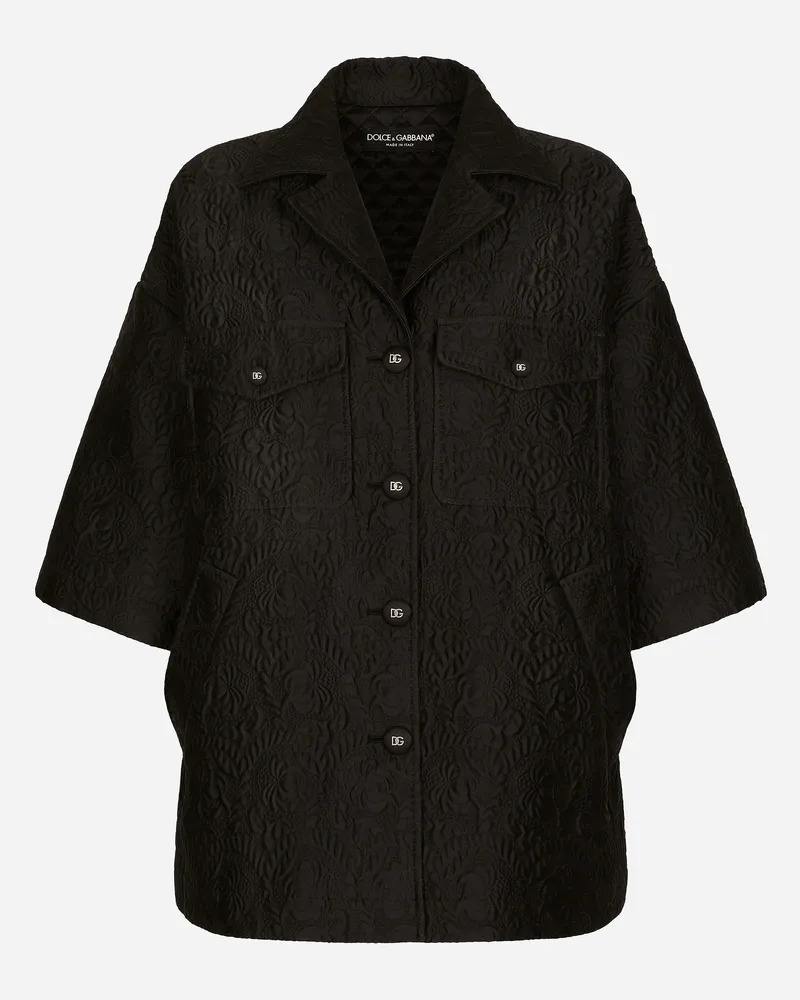 Dolce & Gabbana Short Floral Jacquard Cape - Frau Mäntel Und Jacken Schwarz Schwarz