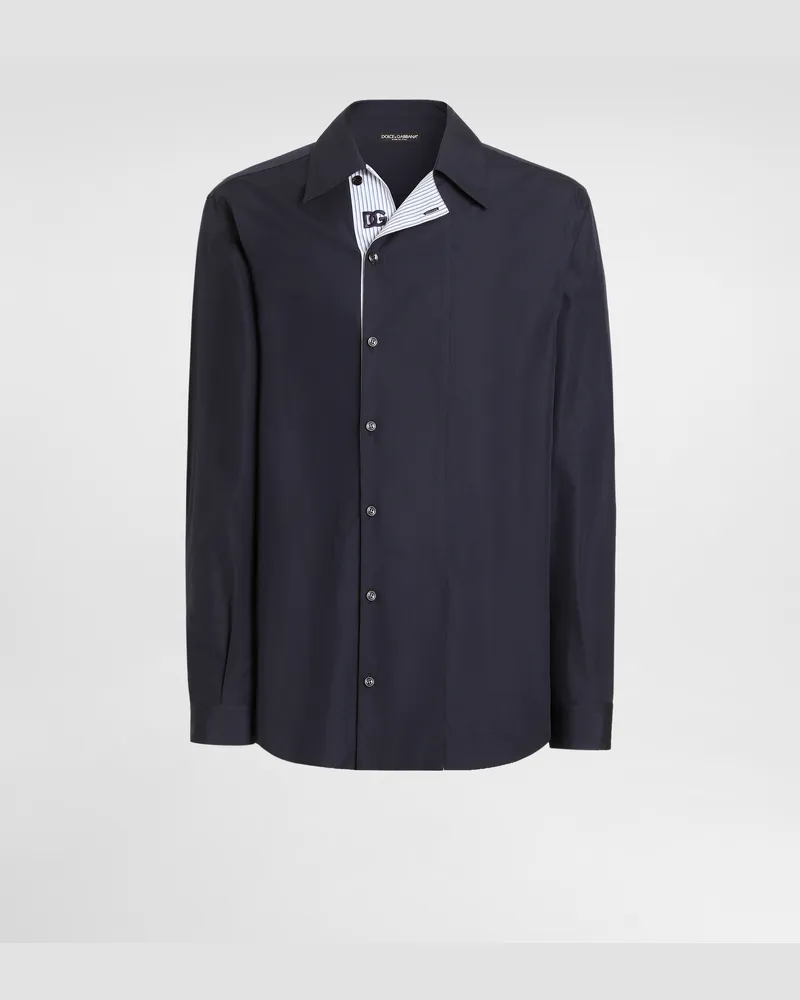Dolce & Gabbana Hemd Martini Aus Baumwollpopeline - Mann Hemden Blau Blau