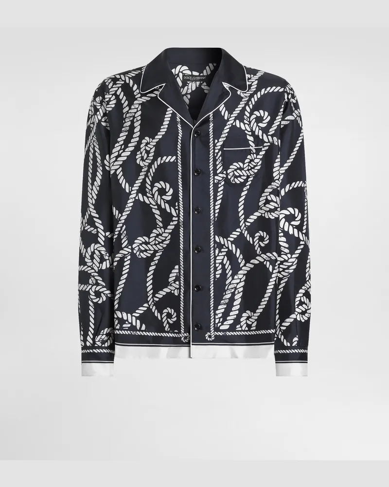 Dolce & Gabbana Hemd Vanity Aus Seidentwill Mit Marina-print - Mann Hemden Mehrfarbig Mehrfarbig