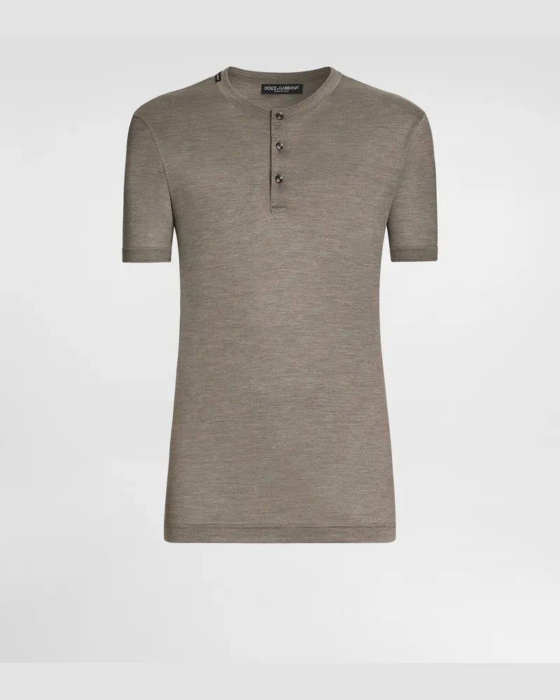 Dolce & Gabbana T-shirt Serafino Aus Seide - Mann T-shirts Und Polos Multicolor Multicolor