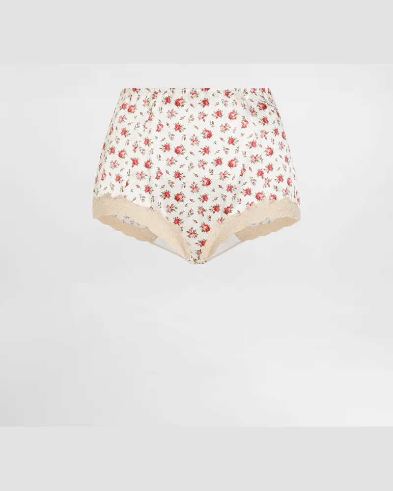 Dolce & Gabbana Small Rose-print Lace And Satin Briefs - Frau Unterwäsche Multicolor Multicolor