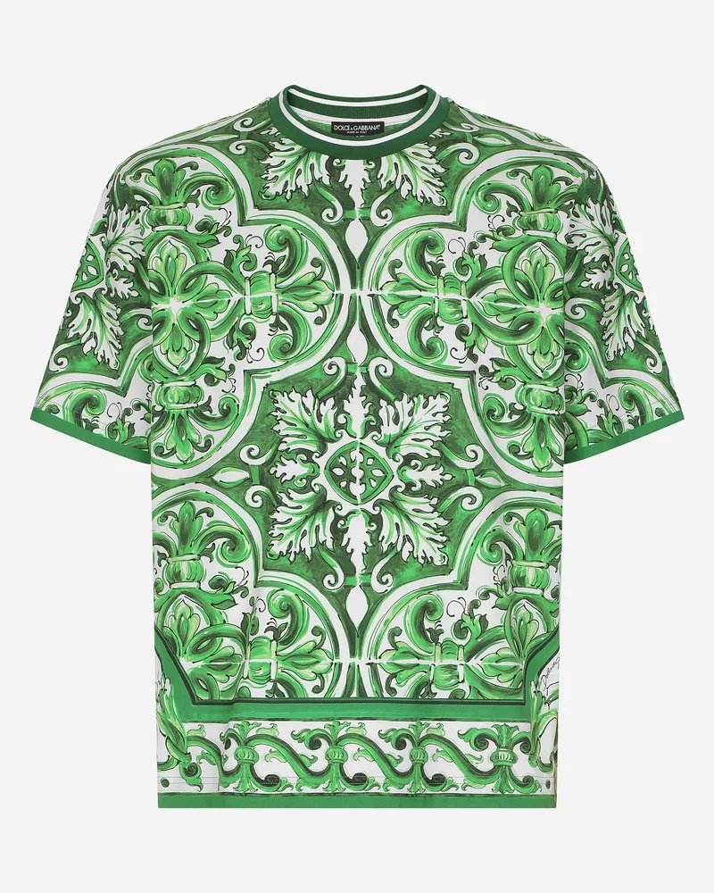 Dolce & Gabbana T-shirt Aus Baumwolle Mit Majolika-print - Mann T-shirts Und Polos Drucken Drucken