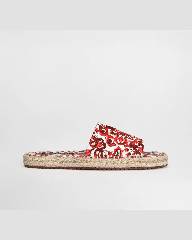 Dolce & Gabbana Espadrilles Aus Canvas Mit Majolika-print - Mann Sandalen Und Slides Mehrfarbig Mehrfarbig