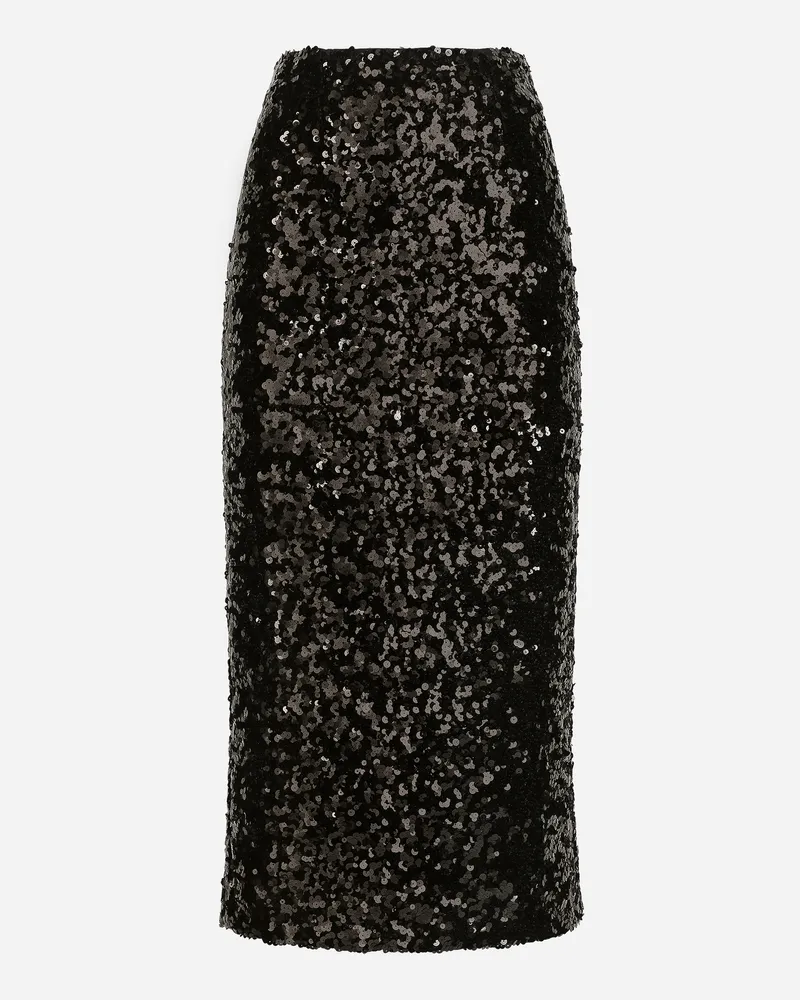 Dolce & Gabbana Longuette-rock Aus Pailletten - Frau Röcke Schwarz Schwarz