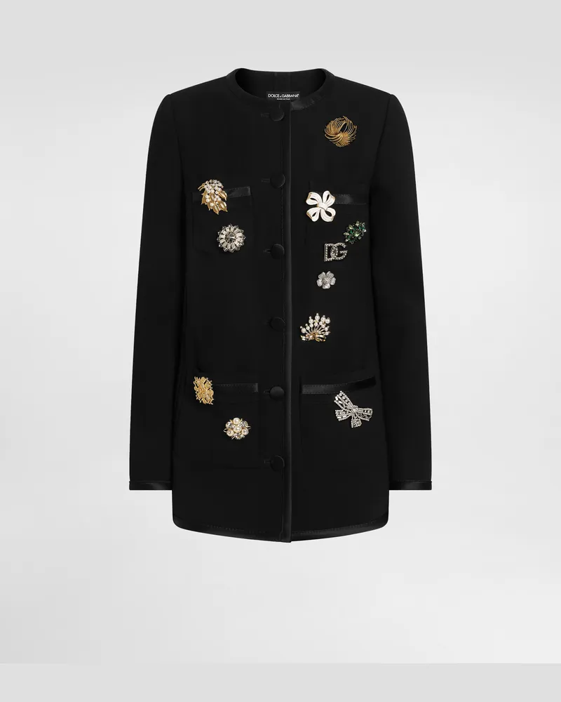 Dolce & Gabbana Einreihige Jacke Aus Doppelkrepp - Frau Blazer Schwarz Schwarz
