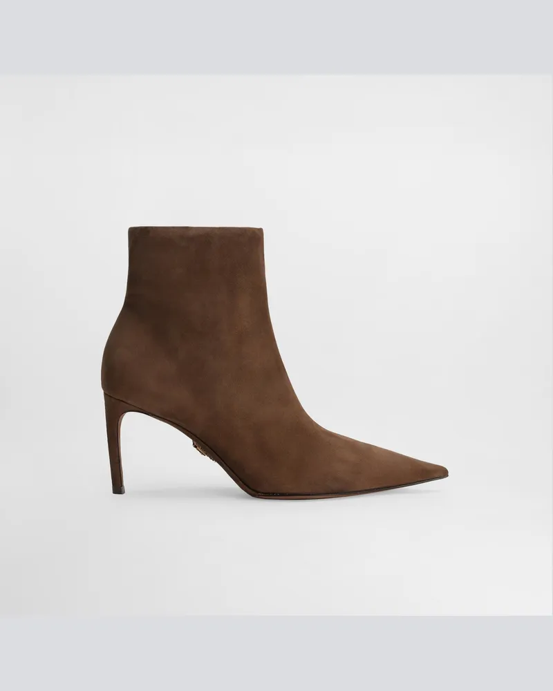 Dolce & Gabbana Stiefelette Devotion Aus Veloursleder - Frau Stiefel Und Siefeletten Braun Braun