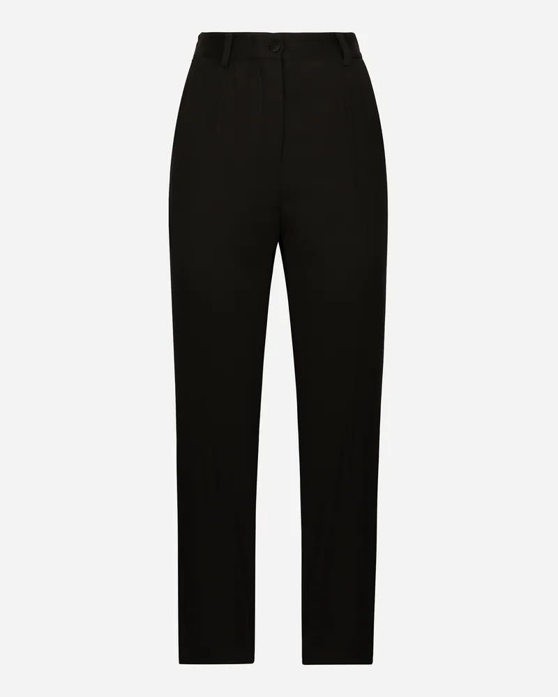 Dolce & Gabbana Zigarettenhose Aus Wollgabardine Mit Hohem Bund - Frau Hosen Und Shorts Schwarz Black