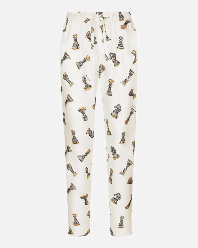 Dolce & Gabbana Jogginghose Aus Seidentwill Schachbrett-print - Mann Hosen Und Shorts Drucken Drucken