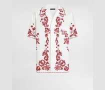 Hemd Hawaii Aus Leinen Mit Cutwork - Mann Hemden Wei