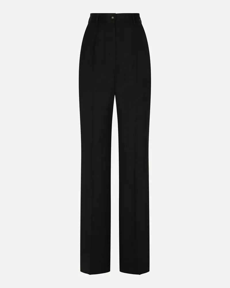 Dolce & Gabbana Palazzohose Aus Gabardine - Frau Hosen Und Shorts Schwarz Wolle Schwarz