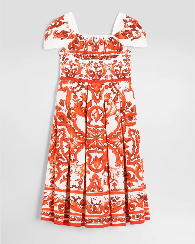 Dolce & Gabbana Kleid Aus Popeline Mit Majolika-print - Frau Collection Multicolor Multicolor