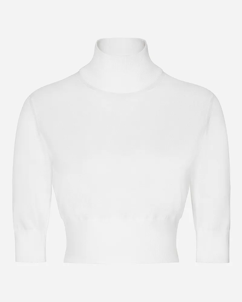 Dolce & Gabbana Cropped-pullover Aus Baumwolle Und Seide - Frau Strickwaren Wei Weiss