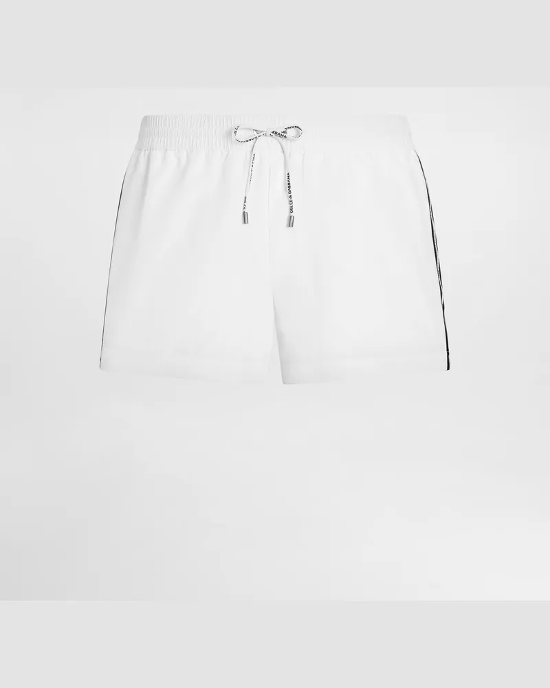 Dolce & Gabbana Bade-boxershorts Aus Canvas - Mann Beachwear Wei White