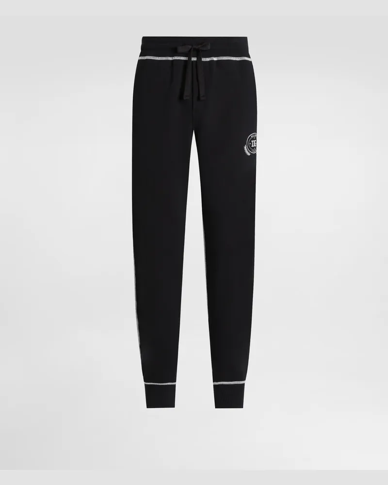 Dolce & Gabbana Hose Aus Jersey Mit Print Und Stickerei - Mann Hosen Und Shorts Schwarz Schwarz