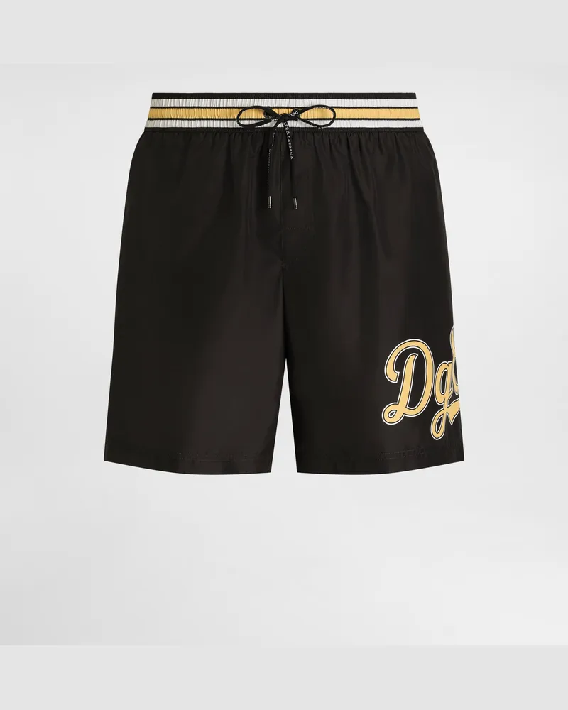 Dolce & Gabbana Medium Swim Boxer Shorts In Canvas - Mann Beachwear Multicolor Multicolor
