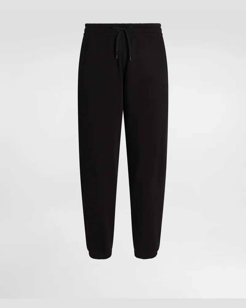 Dolce & Gabbana Jogginghose Aus Stretchjersey Mit Stickerei - Mann Hosen Und Shorts Schwarz Schwarz