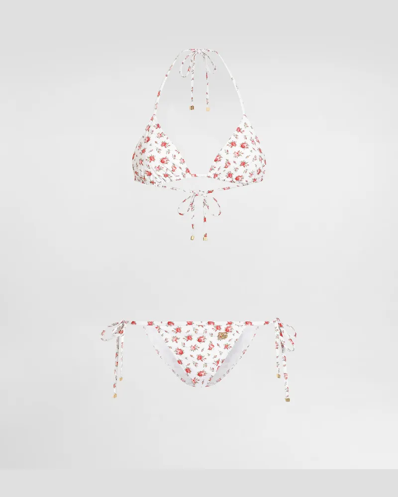 Dolce & Gabbana Small Rose-print Triangle Bikini - Frau Bademode Mehrfarbig Mehrfarbig