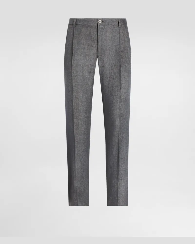 Dolce & Gabbana Hose Aus Leinenstoff Délavé - Mann Hosen Und Shorts Grau Grau