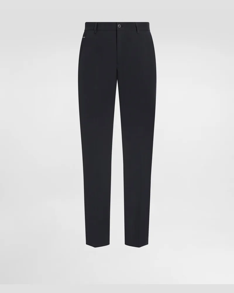 Dolce & Gabbana Hose Baumwollstretch Mit Logoplakette - Mann Hosen Und Shorts Blau Baumwolle Blau