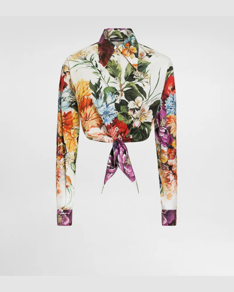 Dolce & Gabbana Bluse Aus Popeline Mit Blumenbouquet-print - Frau Blusen Und Tops Drucken Drucken