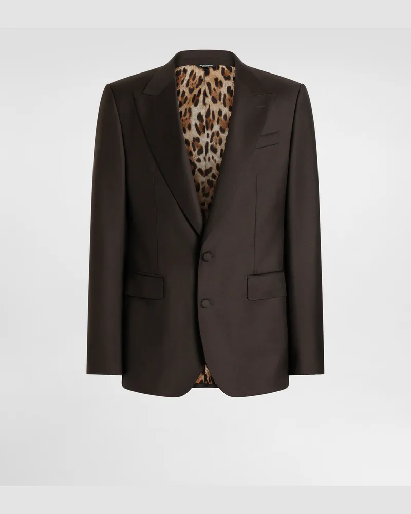 Dolce & Gabbana Single-breasted Sicilia Light Jacket In Light Wool - Mann Anzüge Und Blazer Braun Brown