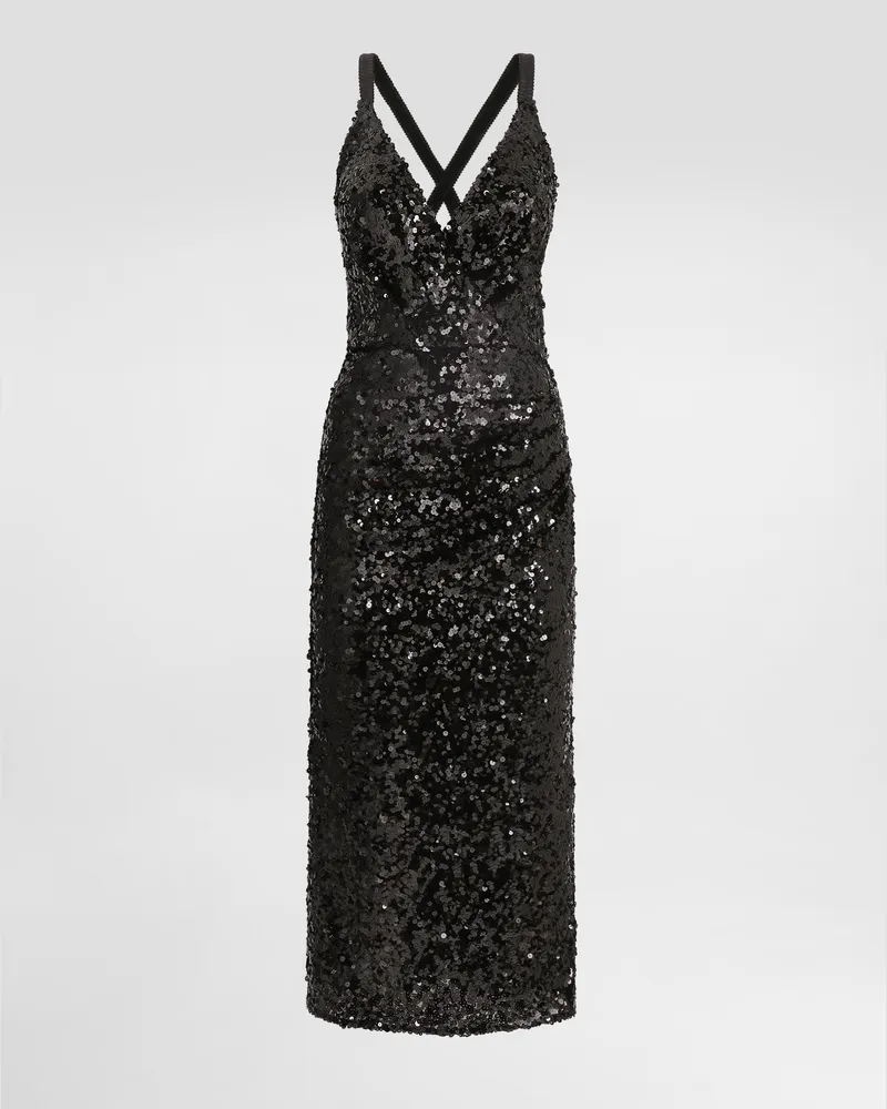 Dolce & Gabbana Dress With Sequins - Frau Collection Schwarz Black