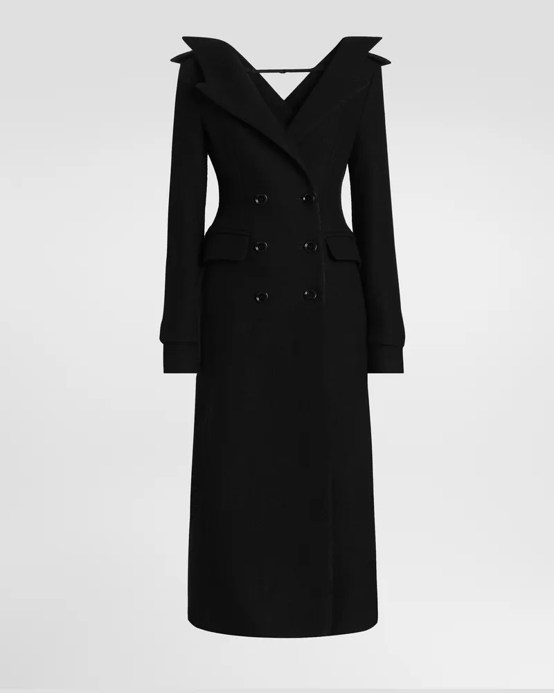 Dolce & Gabbana Mantel Aus Walkwolle - Frau Collection Schwarz Schwarz