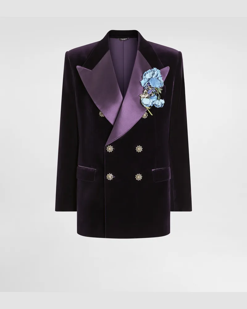 Dolce & Gabbana Double-breasted Sicilia Smooth Velvet Jacket - Mann Anzüge Und Blazer Blue Blue