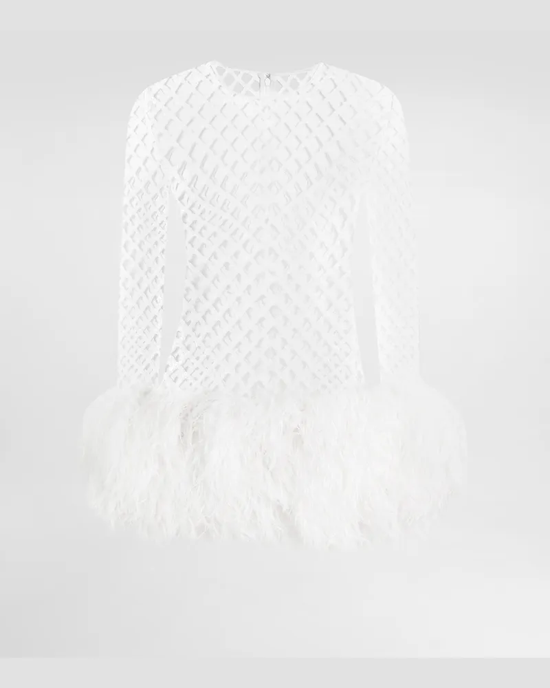 Dolce & Gabbana Short Mesh Dress With Sequins - Frau Kleider Wei White
