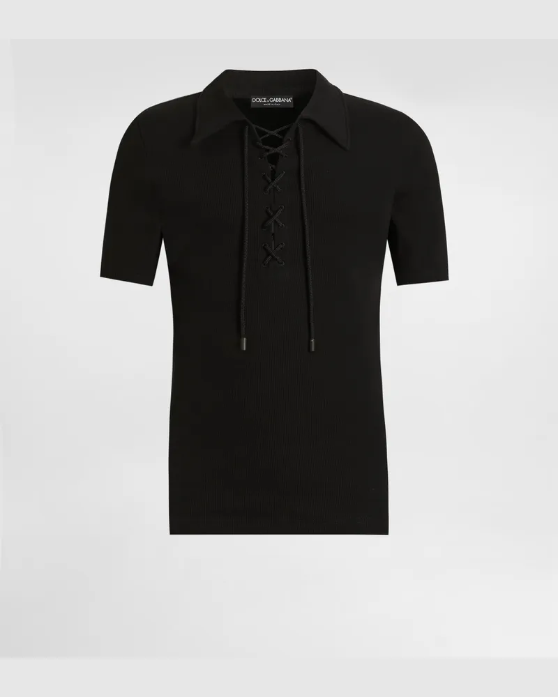 Dolce & Gabbana Cotton Interlock Polo T-shirt - Mann T-shirts Und Polos Schwarz Black