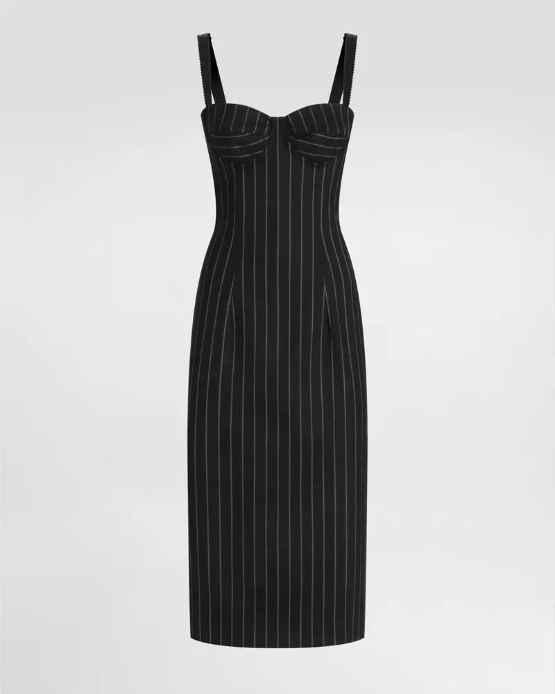 Dolce & Gabbana Kleid Aus Wolle In Nadelstreifenoptik - Frau Collection #n/d Multicolor