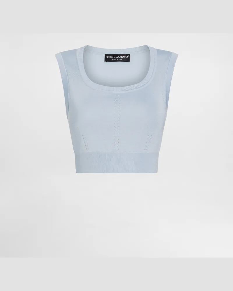 Dolce & Gabbana Tanktop Aus Seide - Frau Strickwaren Hellblau Azurblau