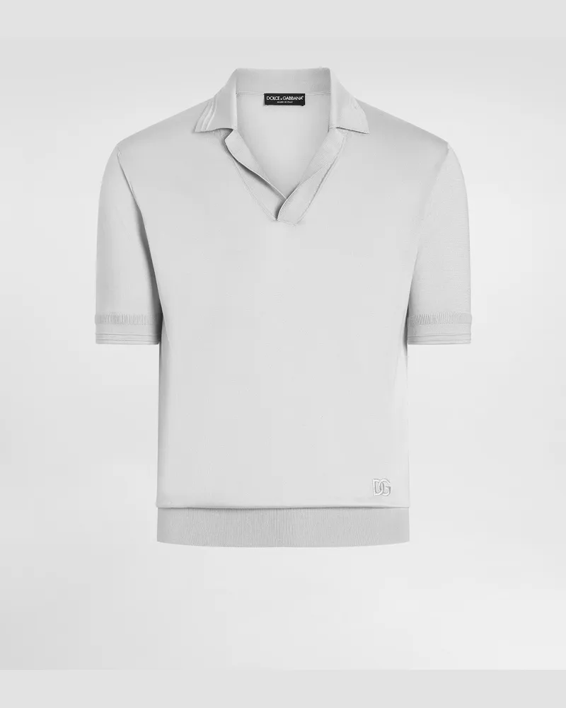 Dolce & Gabbana Poloshirt Aus Glatter Seide - Mann Strickwaren Grau Grau