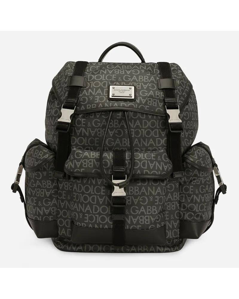 Dolce & Gabbana Rucksack aus beschichtetem Jacquard Mehrfarbig