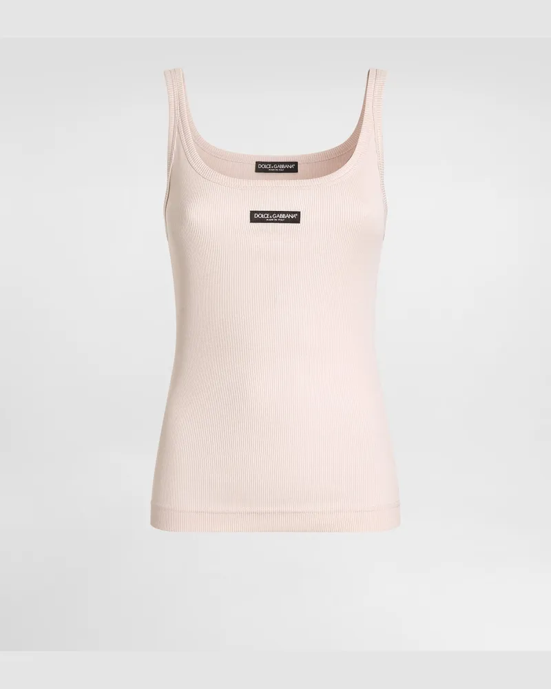 Dolce & Gabbana Ribbed Tank Top� - Frau T-shirts Und Sweatshirts Pink Baumwolle Pink