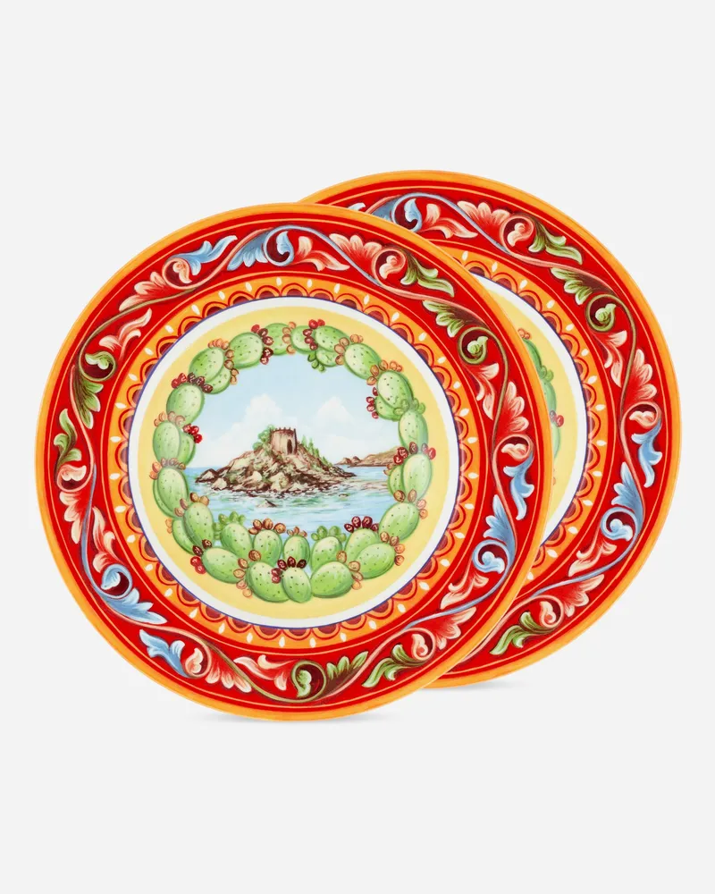 Dolce & Gabbana Set 2 Soup Plates In Fine Porcelain - Suppenteller Mehrfarbig Mehrfarbig