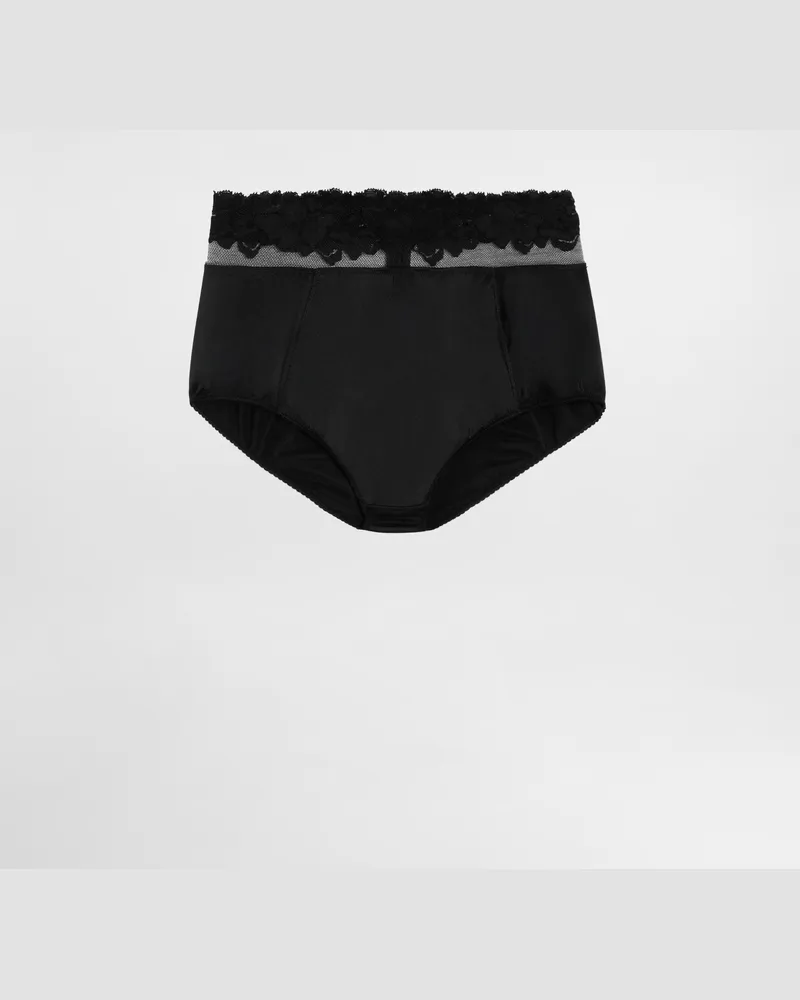 Dolce & Gabbana Tulle And Satin Briefs - Frau Unterwäsche Schwarz Black