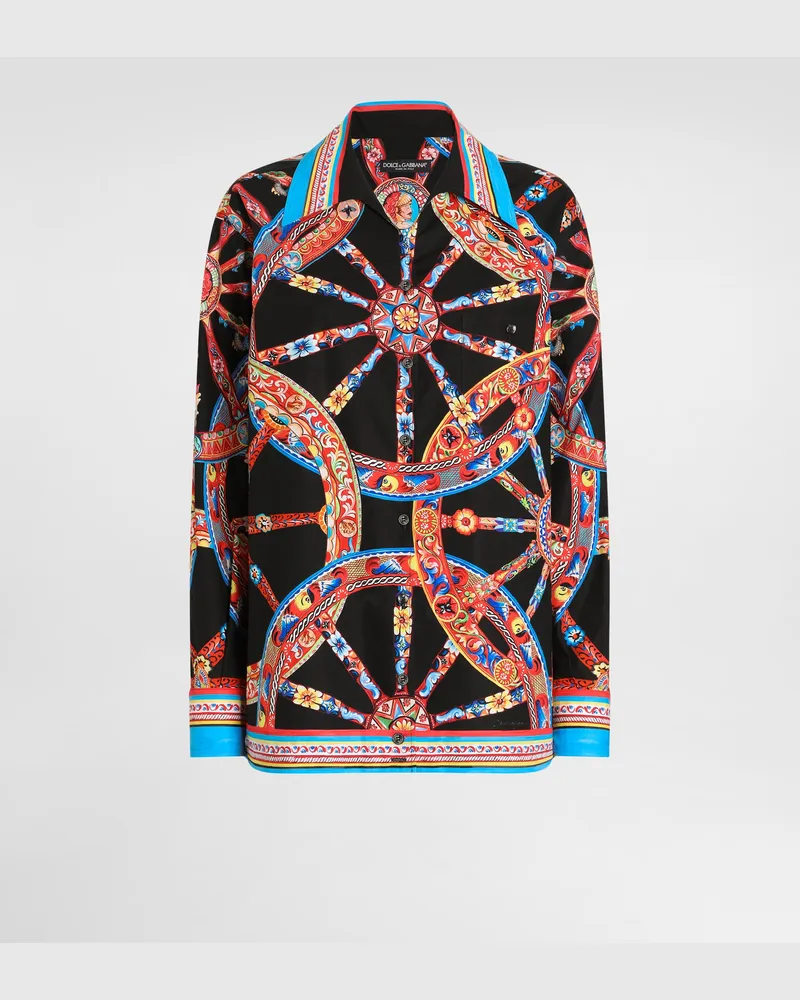 Dolce & Gabbana Hawaii-hemd Aus Popeline Mit Carretto-print - Frau Blusen Und Tops Mehrfarbig Multicolor