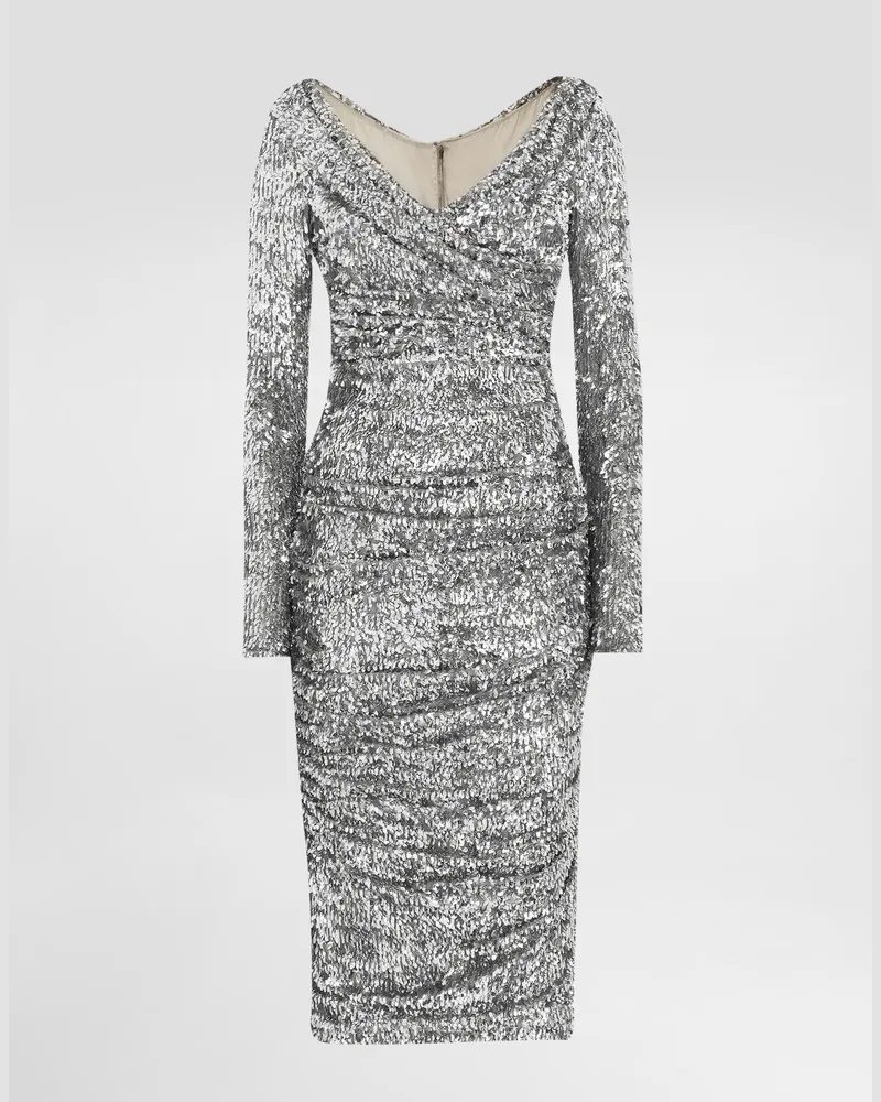 Dolce & Gabbana Draped Sequin Dress - Frau Collection Silber Silver