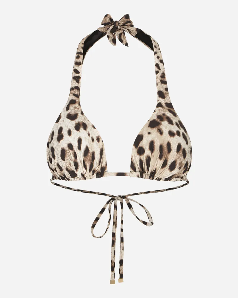 Dolce & Gabbana Triangel-bikinitop Mit Polsterung Leoprint - Frau Bademode Animalprint Jersey Animal-print