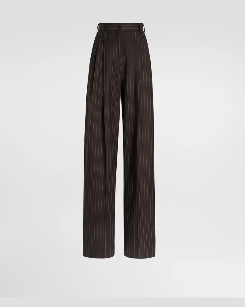 Dolce & Gabbana Hose Aus Wolle In Nadelstreifenoptik - Frau Collection Mehrfarbig Wolle Multicolor