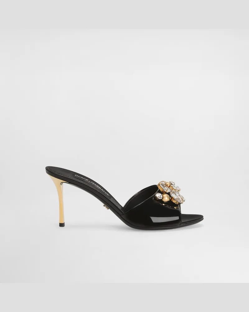 Dolce & Gabbana Keira Patent Leather Embellished Mules - Frau Pantoletten Und Mules Multicolor Multicolor