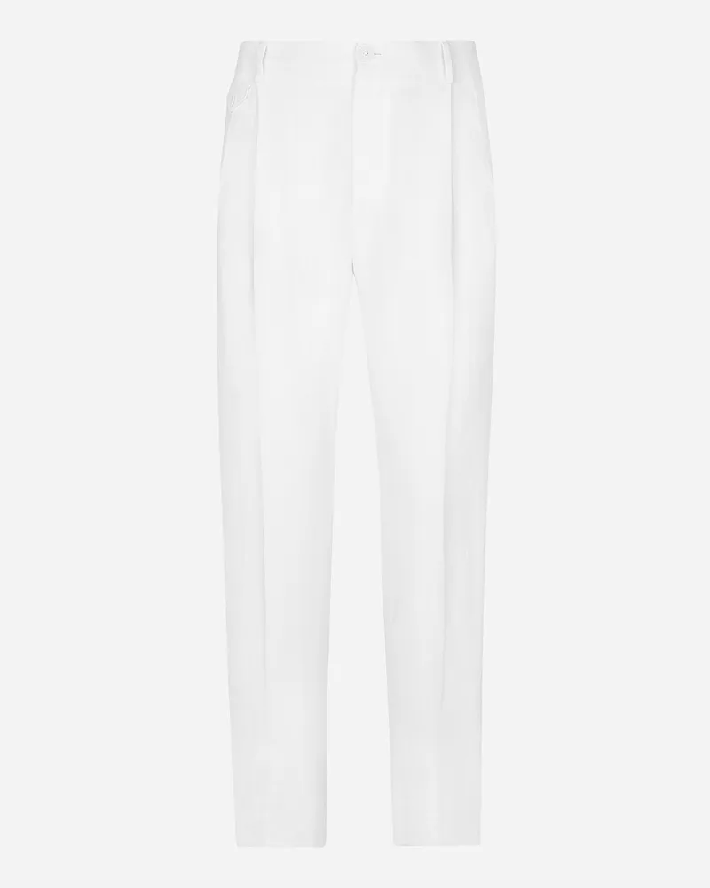 Dolce & Gabbana Hose Aus Leinen - Mann Hosen Und Shorts Wei� Leinen Weiss