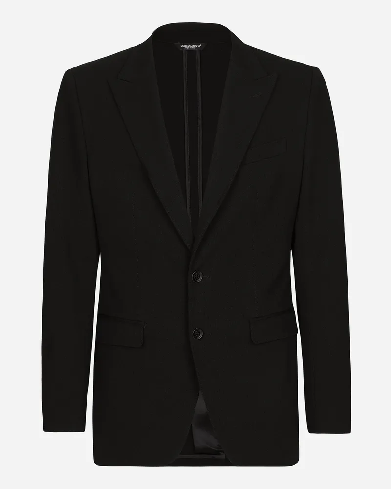 Dolce & Gabbana Einreihige Jacke Taormina Aus Baumwollstretch - Mann Anzüge Und Blazer Schwarz Black